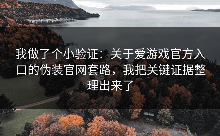我做了个小验证：关于爱游戏官方入口的伪装官网套路，我把关键证据整理出来了