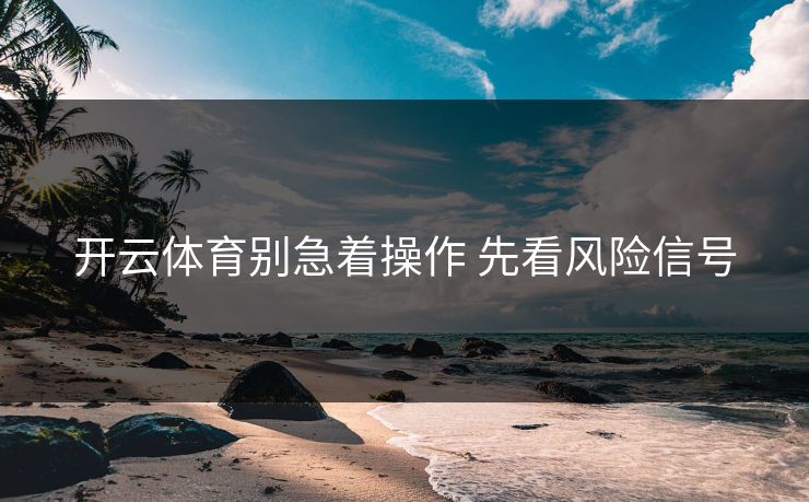 开云体育别急着操作 先看风险信号